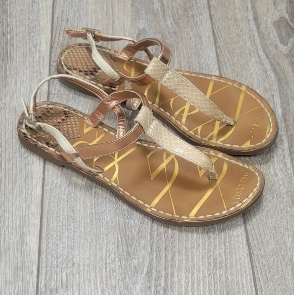 Sam & LibbyBeige and Copper Thong Sandals Size 6